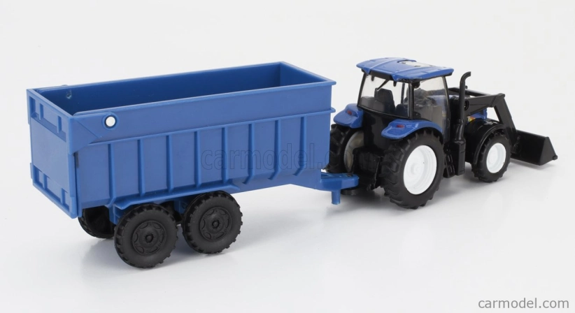 Newray Iveco fiat Stralis 540 Truck Pianale 2009 With New Holland T6.175 Tractor + Trailer 1:43 Žlutá Modrá Černá