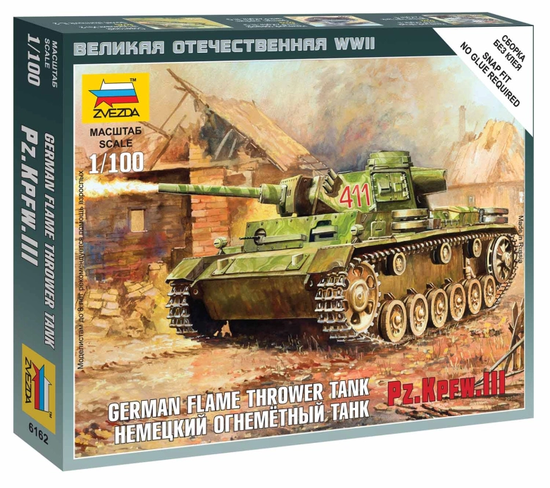 Zvezda Snap Kit - Panzer III s plamenometem (1:100)