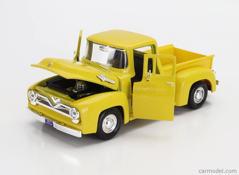 Motor-max Ford usa F-100 Pick-up With Trailer Roulotte 1955 1:24 Žluté Dřevo