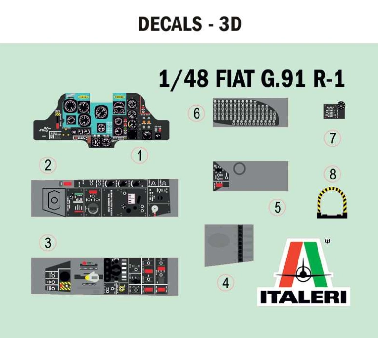 Italeri Fiat G91r Military Airplane 1967 - Aereonautica Militare Italiana - Italian Air Force 1:48 /