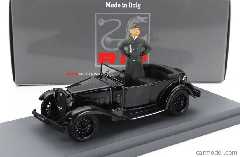 Rio-models Alfa romeo 1750 Torpedo Spider Milano 1944 With Benito Mussolini Figure 1:43 Black