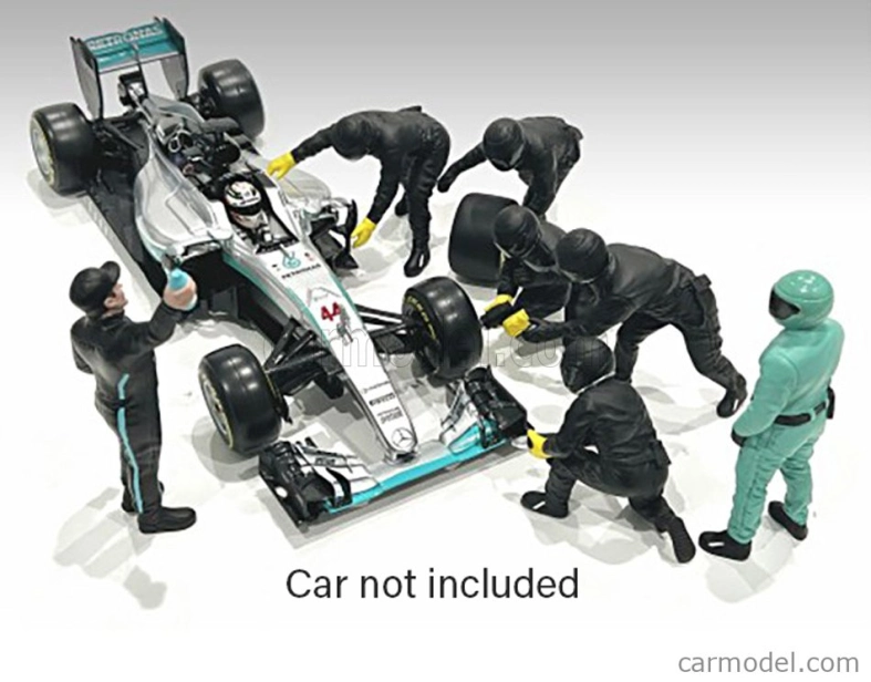 Americké diorámy Figúrky F1 Set 2 2022 - Dioráma Pit-stop Set 7 X Meccanici - Mechanics - With Decals 1:43 Black Green