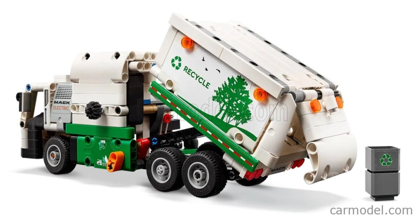 Lego Mack Lego Technic - Lr Elektrické smetiarske auto Raccolta Rifiuti Urbani - 252 dielikov Bielozelená