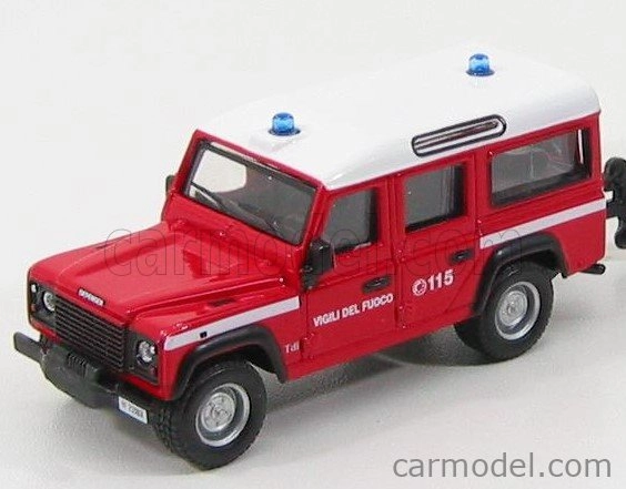 Bburago Land Rover Defender 110 Station Wagon Vigili Del Fuoco 1995 1:32 červená biela