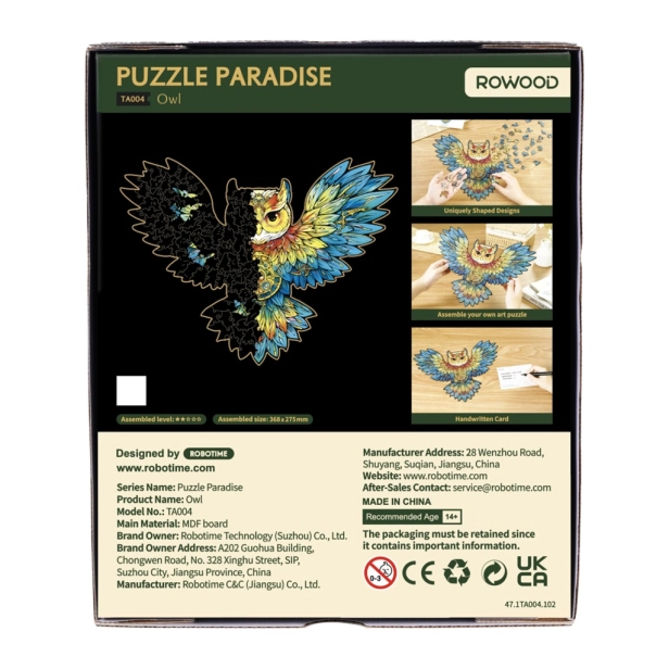 RoboTime Drevené puzzle Sova