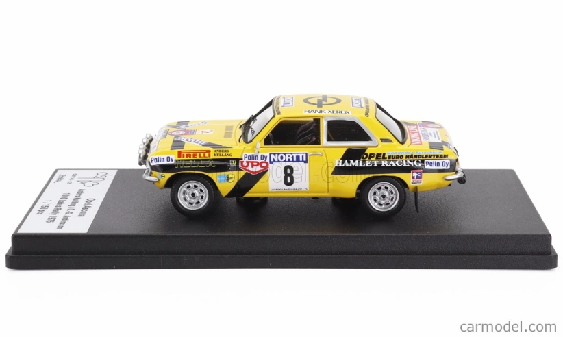Trofeu Opel Ascona (nočná verzia) N 8 Rally 1000 Lakes 1975 Anders Kullang - Claes-goran Andersson 1:43 Žltá