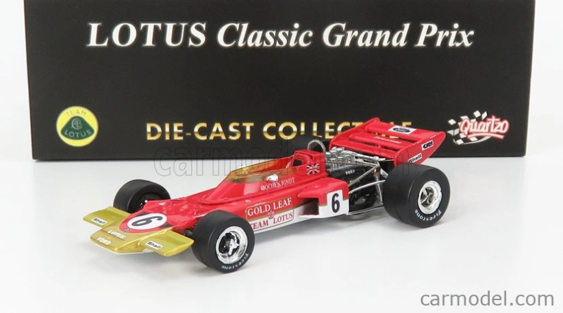 Quartzo Lotus F1 72c Team Lotus N 6 Víťaz majstrovstiev sveta v GP Francúzska 1970 Jochen Rindt 1:43 Červené zlato
