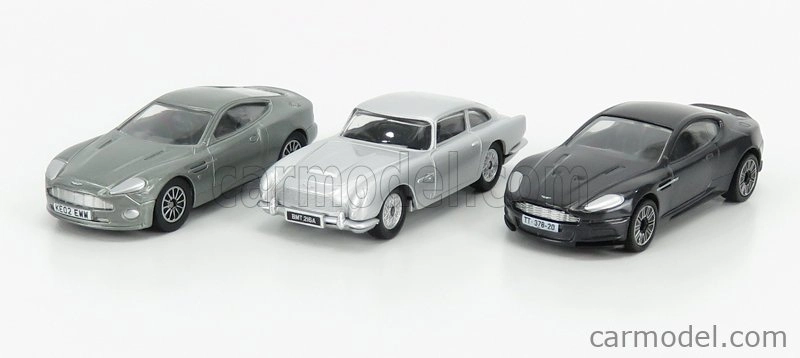 Corgi Aston martin Set 3x 007 James Bond - Db5 1965 Goldfinger - V12 Vanquish Die Another Day La Morte Puo' Attendere - Dbs 2008 Casino Royale 1:50 Grey Silver