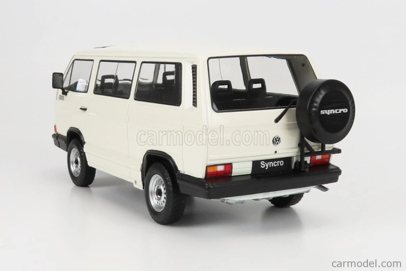 Volkswagen T3 Minibus Syncro 1987 v mierke 1:18 biely