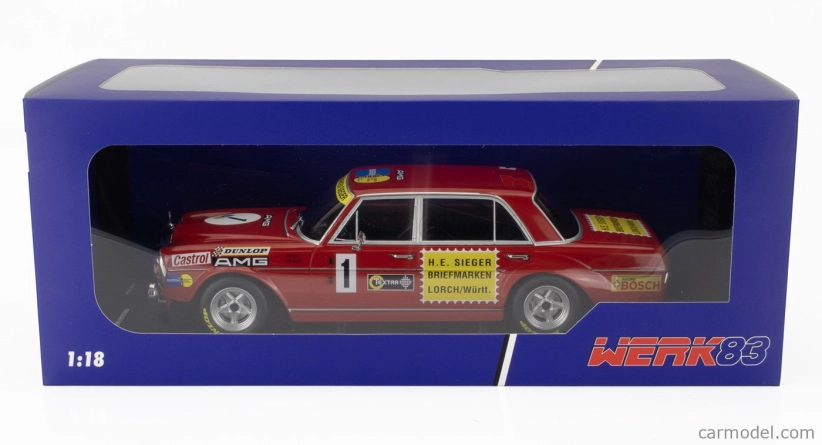 Werk83 Mercedes benz 300 Sel 6.8 Team Mercedes Amg N 1 24h Nurburgring 1972 Hans Heyer - Thomas Betzler 1:18 Red