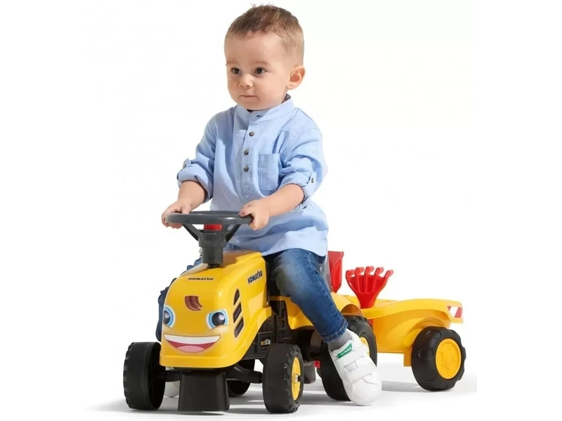 FALK - Dětské odrážedlo Baby Komatsu s vlečkou, lopatkou a hrabičkami