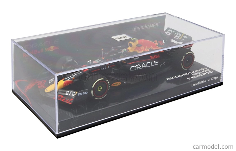 Minichamps Red bull F1 Rb18 Team Oracle Red Bull Racing N 11 2nd Belgium Gp 2022 Sergio Perez 1:43 Matná modrá žltá červená