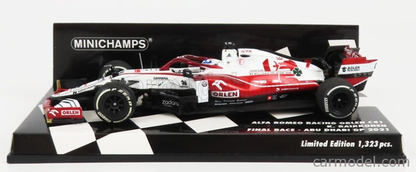 Minichamps Alfa romeo F1 C41 Team Orlen Racing N 7 Posledné preteky Abu Dhabi GP 2021 Kimi Raikkonen 1:43 Biela červená met.