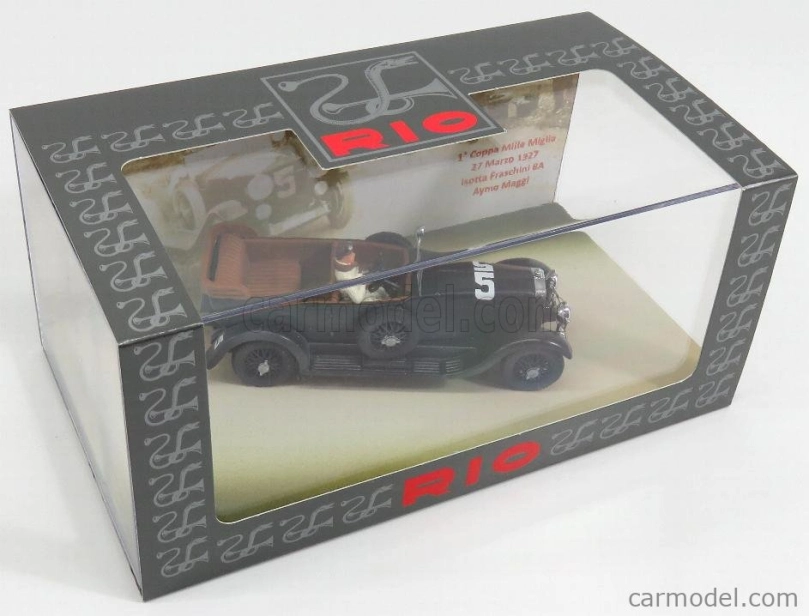 Rio-models Isotta fraschini Torpedo 8a Cabriolet N 5 Mille Miglia 1927 Maggi - Maserati - s obrázkom - 90. výročie Mille Miglia 1:43 Black