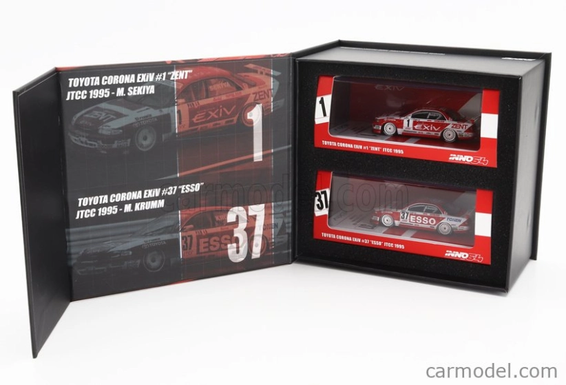 Inno-models Totota Set 2x Corona Exiv Zent N 1 Racing + Esso N 37 Racing 1995 1:64 červená biela