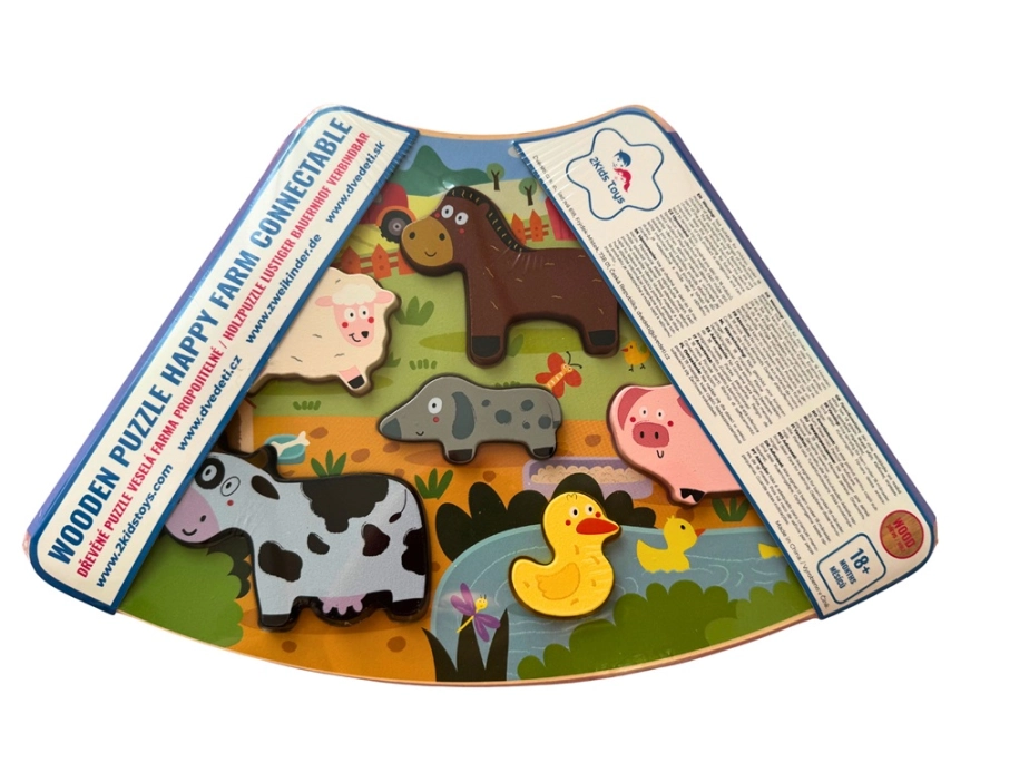 2Kids Toys Dřevěné puzzle Veselá farma propojitelné