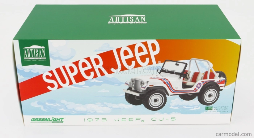 Greenlight Jeep Cj-5 Super Jeep 1973 1:18 Bílá