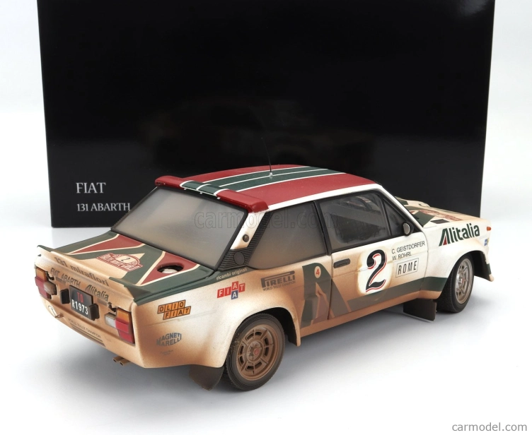 Kyosho Fiat 131 Abarth Alitalia (dirty And Night Version) N 2 4th Rally Montecarlo 1978 Walter Rohrl - Christian Geistdorfer 1:18 Bílá Zelená Červená
