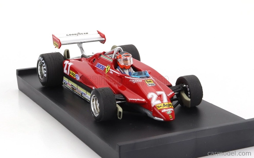 Brumm Ferrari F1 126c2 N 27 Brazilian Gp 1982 Gilles Villeneuve - With Driver Figure 1:43 Red