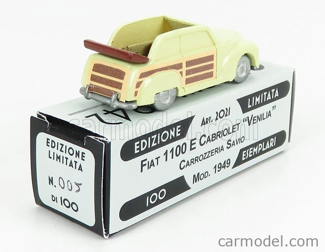 Officina-942 Fiat 1100 E Cabriolet Open Venilia Carrozzeria Savio 1949 1:76 Svetložlté drevo