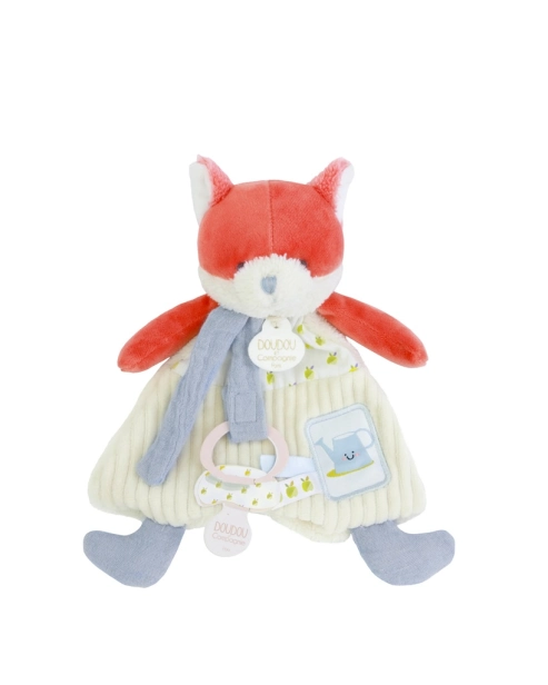 Doudou Darčeková sada Plyšová líška Romarin s držiakom na cumlík 19 cm