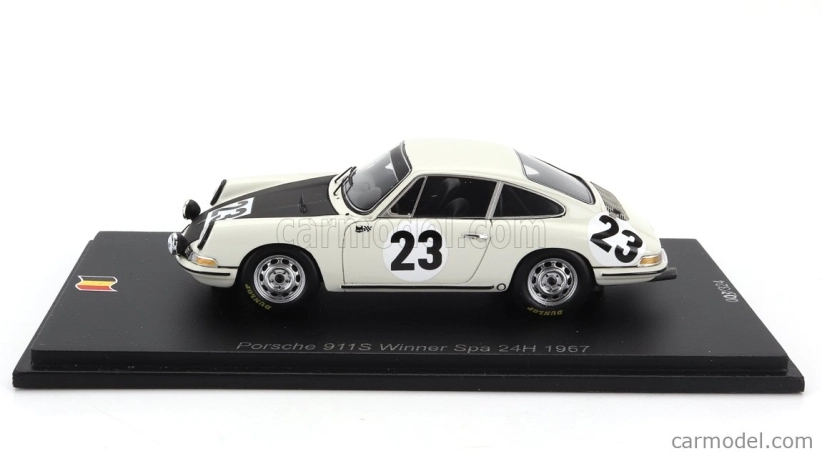 Spark-model Porsche 911 Coupe N 23 Víťaz 24h Spa 1967 Jean Pierre Gaban - Pedro 1:43 Biela Čierna
