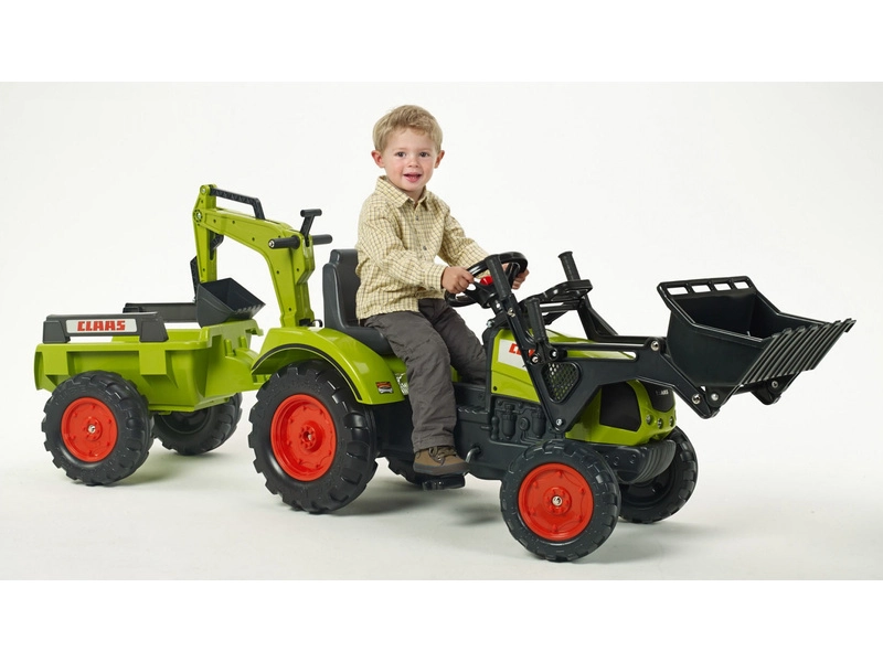 FALK – Šliapací traktor Claas Arion 430 s nakladačom, rýpadlom a vlečkou