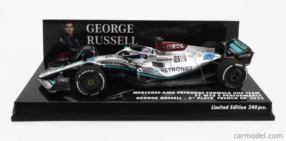 Minichamps Mercedes gp F1 W13e Team Mercedes-amg Petronas F1 N 63 3rd France Gp 2022 George Russell 1:43 Stříbrná Zelená