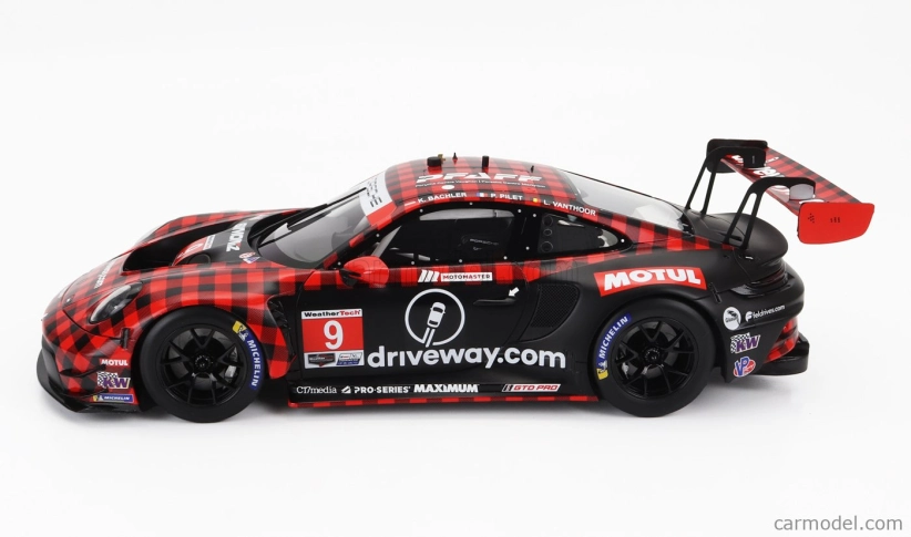 Truescale Porsche 911 992 Gt3 R Team Pfaff Motorsports N 9 Winner Gtd Pro Class 12h Sebring 2023 Klaus Bachler - Patrick Pilet - Laurens Vanthoor 1:18 Červená Černá
