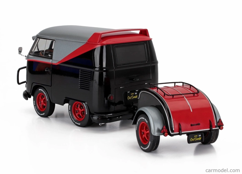 Solido Volkswagen T1 Van Kool Combi Sport With Trailer 1950 1:18 Černá Stříbrná Červená