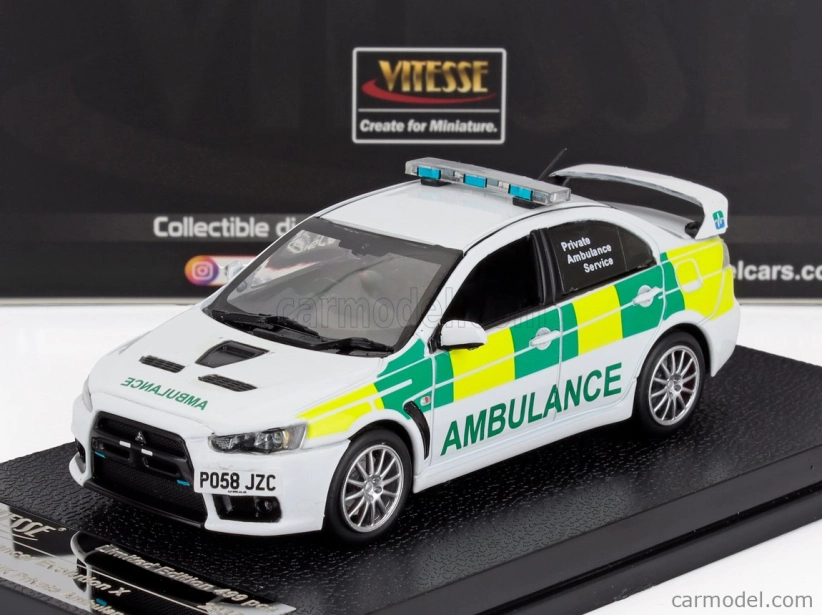 Vitesse Mitsubishi Lancer Evolution X Uk Private Ambulance Service 2008 1:43 Bílá Zelená Žlutá