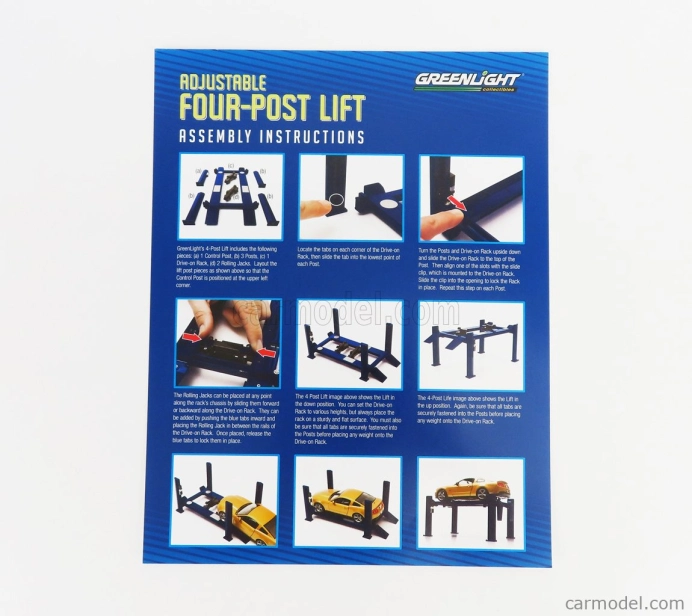 Greenlight Accessories Holley Performance Garážový set Officina - Ponte Sollevatore Auto - Four Post Lift 1:18 Čierna červená biela