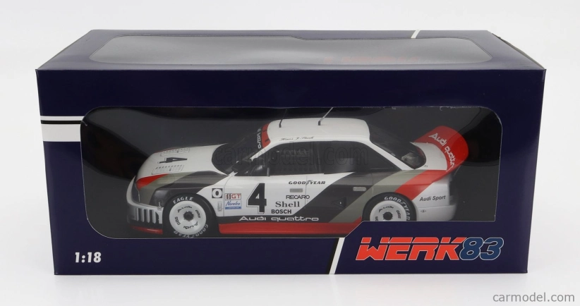 Werk83 Audi 90 Quattro Team Audi Sport N 4 Winner Imsa Laguna Seca 1989 Hans Joachim Stuck 1:18 Bílá Šedá Červená