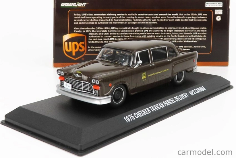 Greenlight Checker Taxi Cab Ups Kanada 1975 1:43 Brown