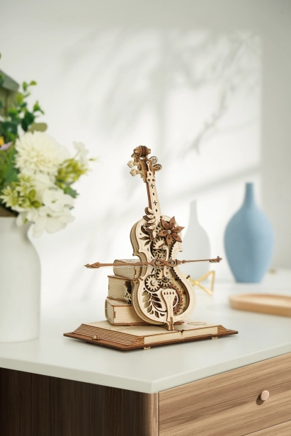 RoboTime 3D dřevěné mechanické puzzle Kouzelné violoncello - poškozený obal