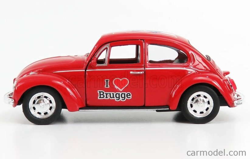 Welly Volkswagen Kafer Beetle 1959 - I Love Brugge - Without Box 1:34 Red