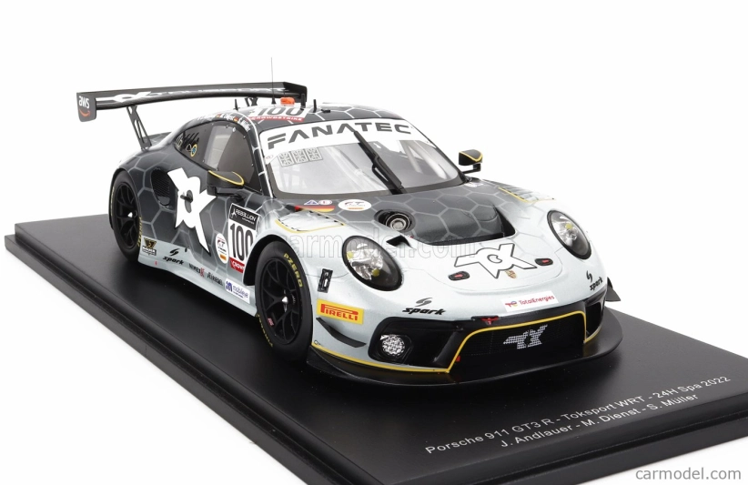 Spark-model Porsche 911 991-2 Gt3 R Team Toksport Wrt N 100 24h Spa 2022 J.andlauer - M.dienst - S.muller 1:18 Bílá Černá