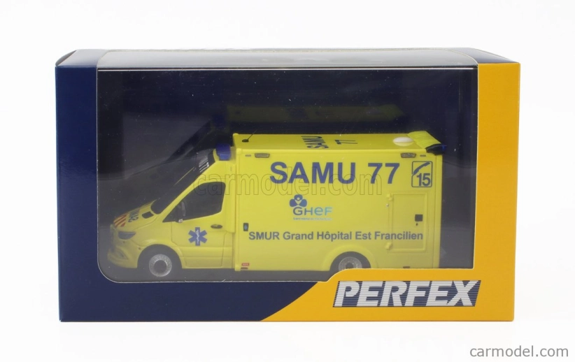 Perfex Mercedes Benz Sprinter Van Was Samu 77 Smur Grand Hopital Est Francilien Ambulance 2024 1:43 Žltá