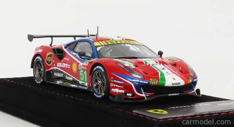 Bbr-models Ferrari 488 Gte Evo 3.9l Turbo V8 Team Af Corse N 51 2nd Lmgte Pro Class 24h Le Mans 2020 J.calado - A.pier Guidi - S.serra - Con Vetrina - S vitrínou 1:43 červená biela modrá