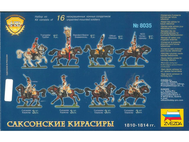 Zvezda figúrky Saxon Cuirassiers 1810-1814 (1:72)