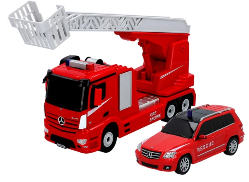RC sada 2v1 hasičské vozy Mercedes-Benz 1:14 a 1:24