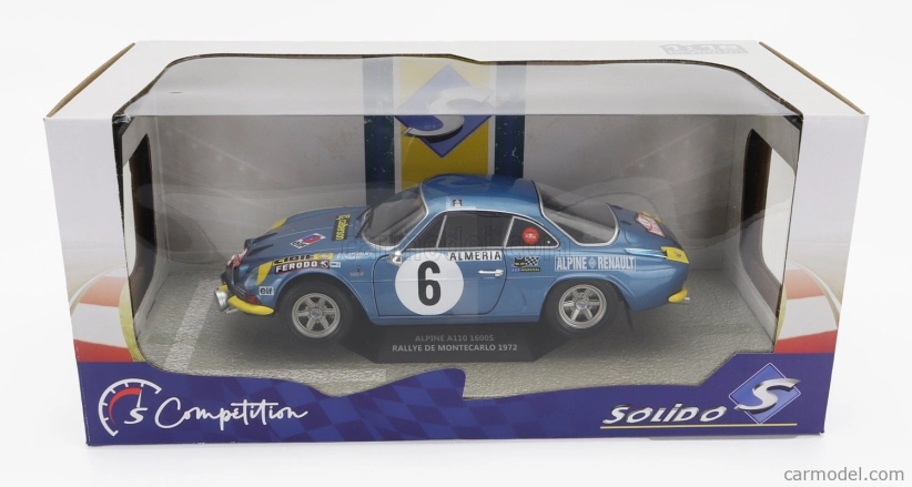 Solido Renault Alpine A110 1600s (nočná verzia) N 6 Rally Montecarlo 1972 J.candruet - P.pagani 1:18 Blue Met
