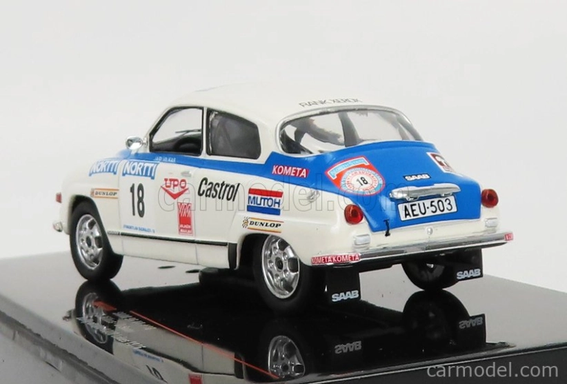 Ixo-models Saab 96 V4 N 18 Rally 1000 Lakes 1976 J.vilkas - J.soini 1:43 Bílá Modrá