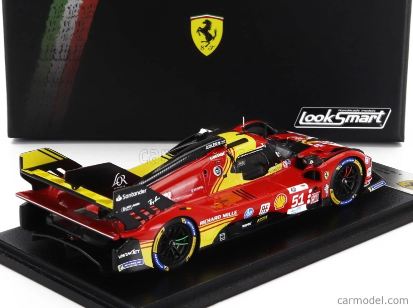 Looksmart Ferrari 499p 3.0l Turbo V6 Team Ferrari Af Corse N 51 3rd 24h Le Mans 2024 Alessandro Pier Guidi - James Calado - Antonio Giovinazzi 1:43 Červená Žlutá Černá