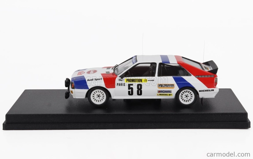 Trofeu Audi Quattro (night Version) N 58 Rally Montecarlo 1983 Jacques Briy - Jacques Henuset 1:43 Bílá Modrá Červená