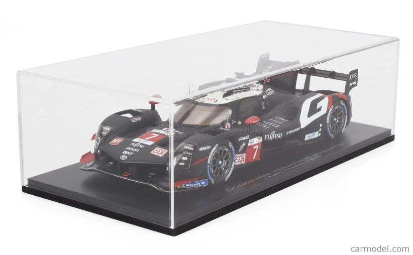 Spark-model Toyota Gr010 3.5l V6 Turbo Hybrid Team Gazoo Racing N 7 24h Le Mans 2024 Kamui Kobayashi - Jose Maria Lopez - Nyck De Vries 1:18 Black