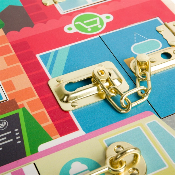 Bigjigs Toys Drevené západky a zámky na motorovú dosku