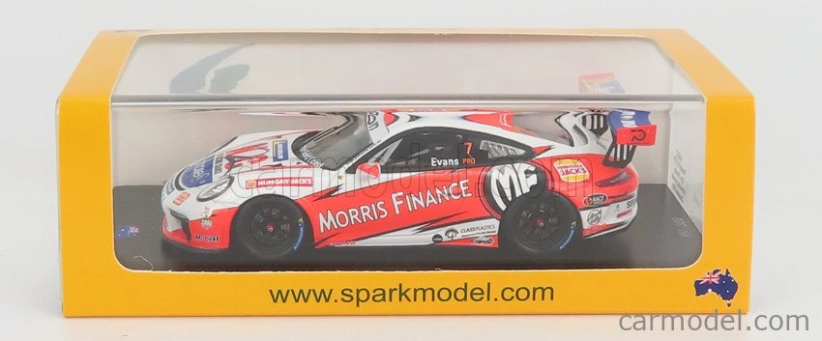 Spark-model Porsche 911 991 Gt3 N 7 Porsche Carrera Cup Australian Champion 2018 J.evans 1:43 Bílá Oranžová