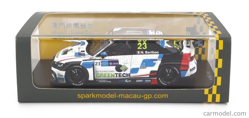 Spark-model Audi A3 Rs3 Lms Team Audi Sport N 23 7th Race 2 Wtcr Macau Guia 2018 N.berthon 1:43 Bílá Černá