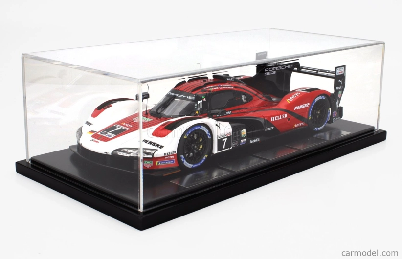 Spark-model Porsche 963 9rd 4.6l Turbo V8 Team Porsche Penske Motorsport N 7 Winner 24h Daytona 2024 Matt Campbell - Dane Cameron - Felipe Nasr - Josef Newgarden - Con Vetrina - S vitrínou 1:18 Červená Biela Čierna